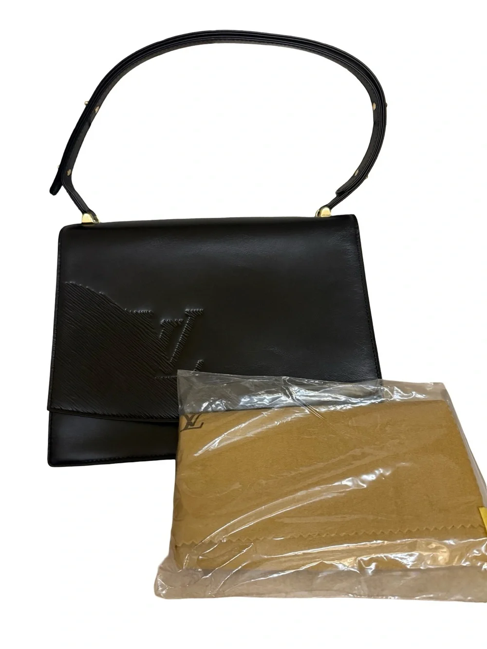Louis Vuitton Black Leather Structured Top-Handle Satchel